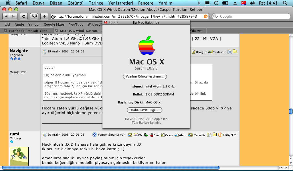  Mac OS X Wind/Datron/Medion Akoya/Casper Kurulum Rehberi