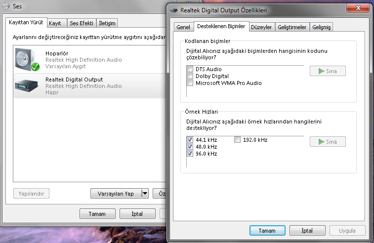  PC Anakart Optik Çıkıştan 5.1 Ses Gelmezmi? Resimli