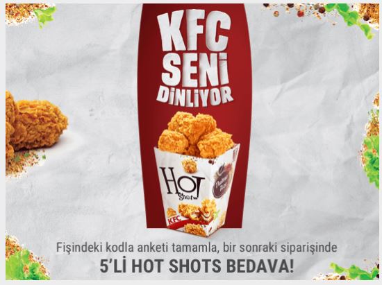 KFC den bedava hotshots!