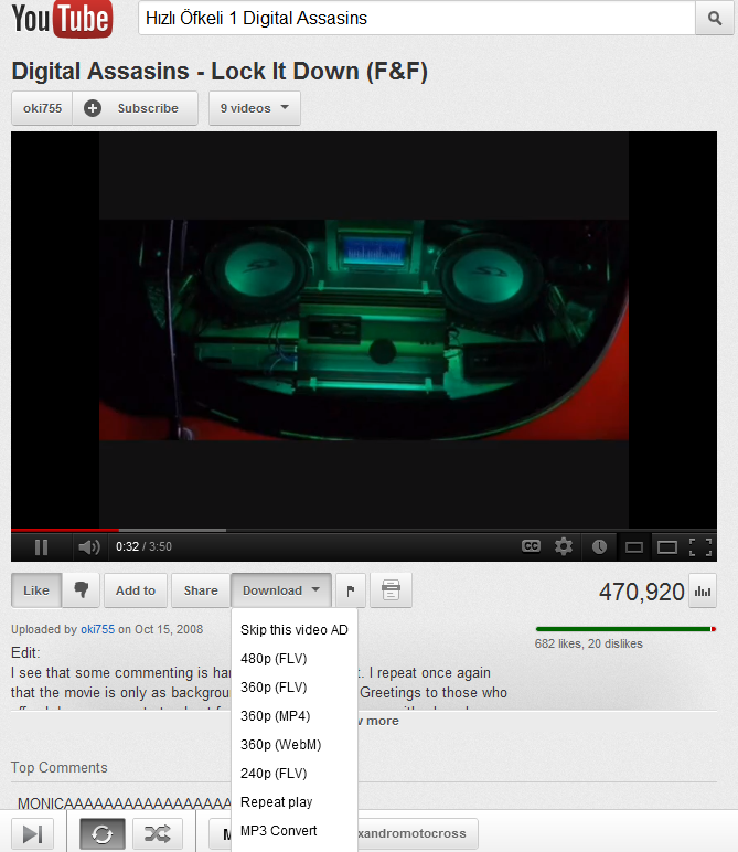  Youtube video download için Chrome aracı!