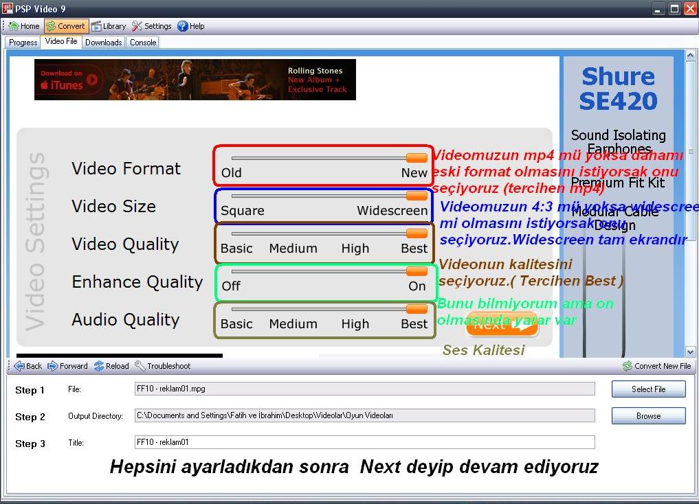  PSP Video 9 Video Dönüştürme Programı - Resimli Anlatım -