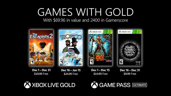 Xbox Live Gold üyelerine Aralık 2021'de verilecek ücretsiz oyunlar belli oldu