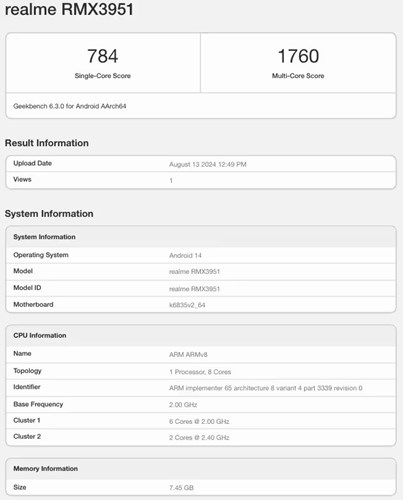 Realme 13 5G'nin küresel versiyonu, Geekbench'te ortaya çıktı: İşte beklenen özellikler