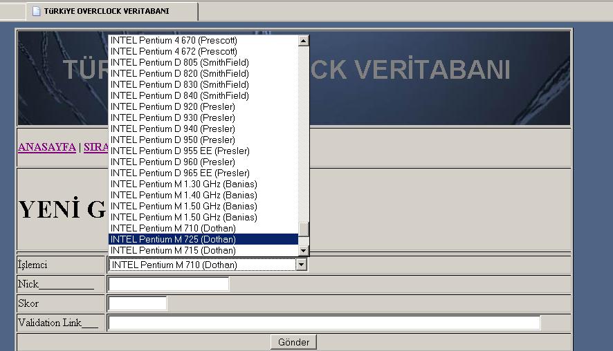  TüRKiYE OVERCLOCK VERiTABANI VERSION 1. (SONUNDA TAMAMLANDI :D )