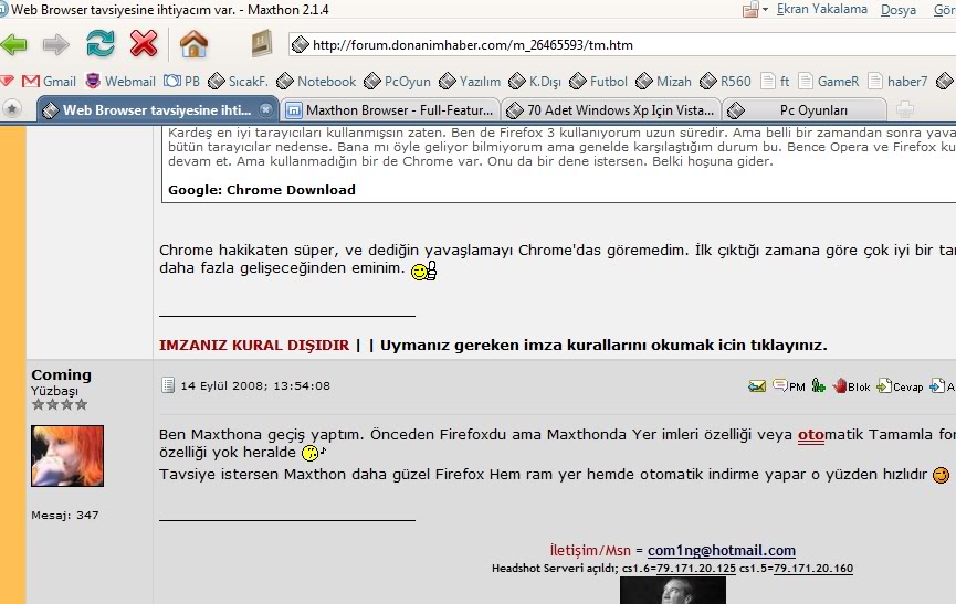  Web Browser tavsiyesine ihtiyacım var.