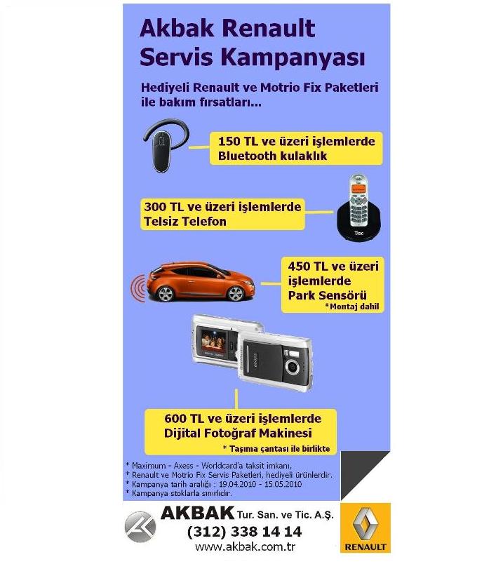  Ankara Akbak Renault Plaza Servis Kampanyası