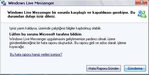  Acil Yarım Lütfen...! Windows Live Messenger Hata Veriyor..