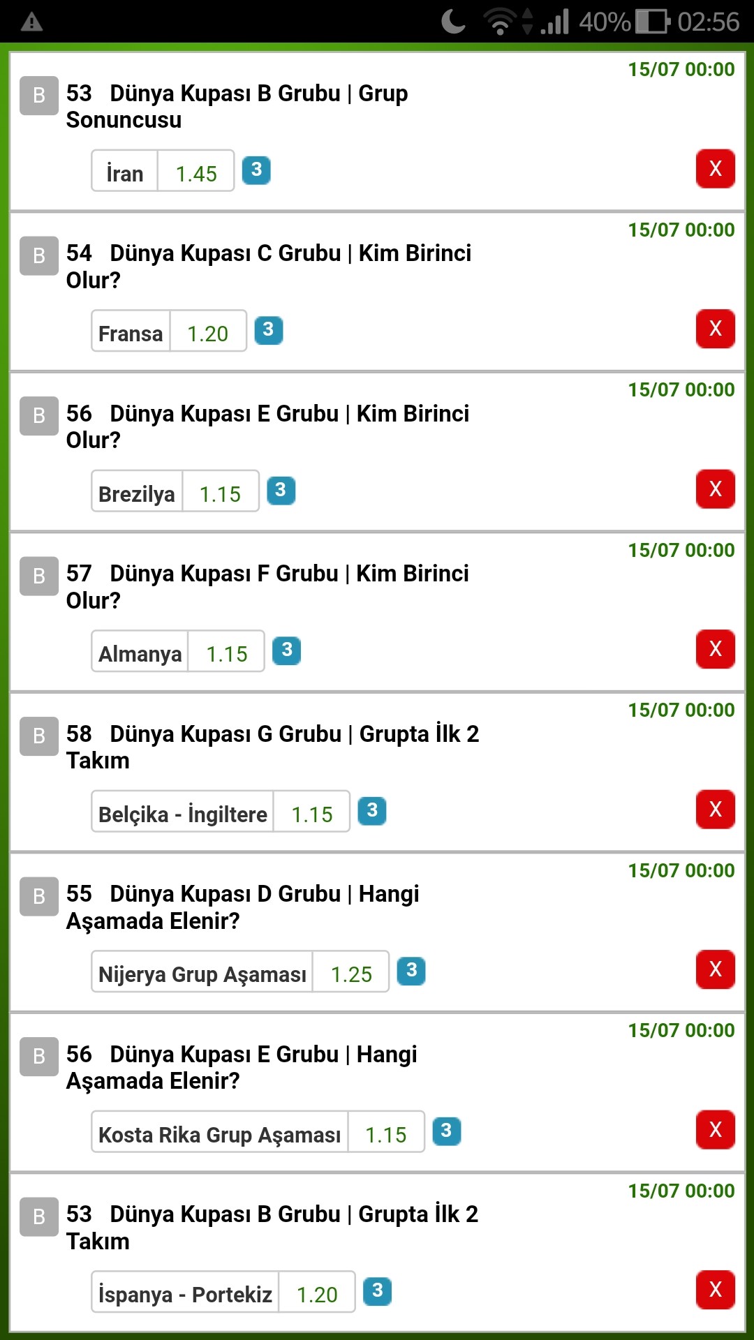 Dünya Kupası Uzun Vadeli Bahis 2.30 oran