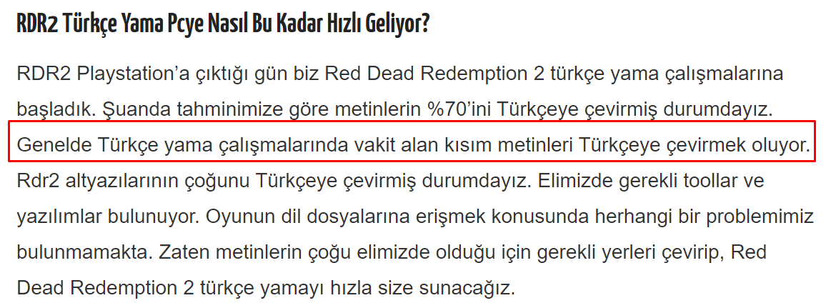 Red Dead Redemption 2 Türkçe Yama BELİRTİLEMEYEN NEDENLERLE İPTAL (Anonymous Çeviri)