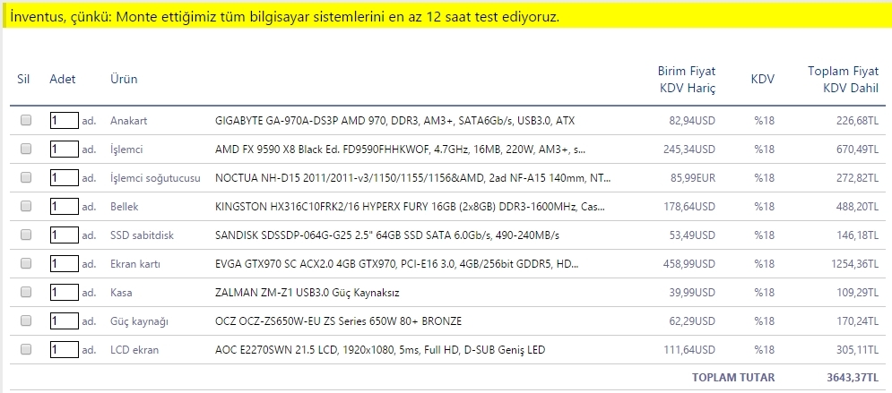  Görsel Efekt ve Oyun İçin Sistem Önerisi Bütçe 3000-3500 TL