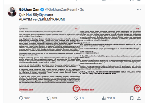 Türkiye İşçi Partisi, Hatay'da Gökhan Zan'ın adaylığını geri çekti: