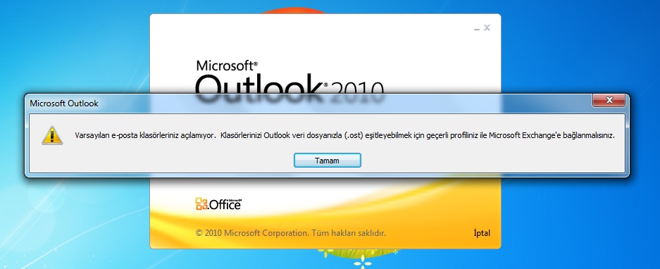  Outlook Exchange bağlantı problemi...