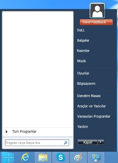  Windows 8 İçin Başlangıç (start) Menüsü Uygulamaları