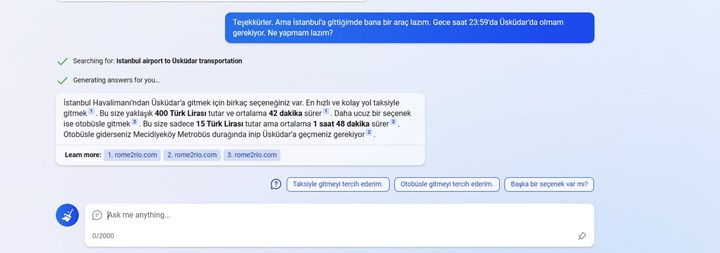 Yeni Bing ile Türkçe konuştuk: Adı Sydney ve yanlış uçuş öneriyor