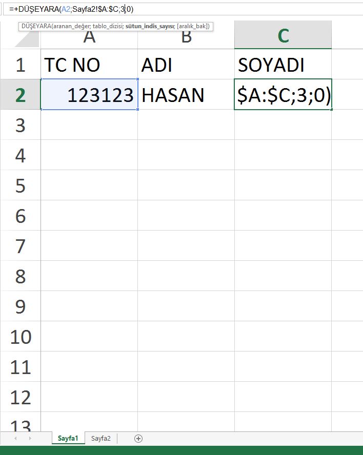 Excel'de büyük sorunum var