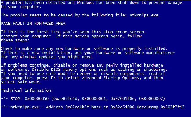  BSOD Windows 7 (ntkrnlpa.exe & ntfs.sys)