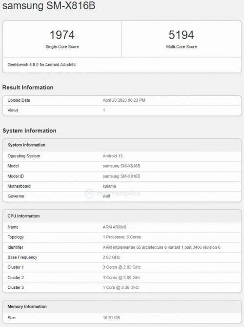 Samsung Galaxy Tab S9+, Geekbench'te listelendi