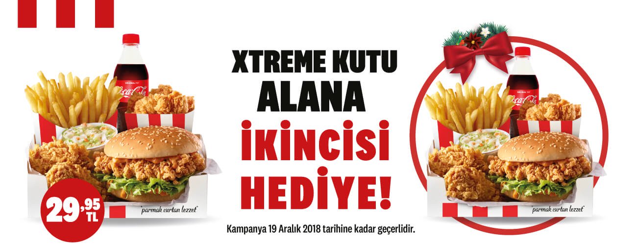 KFC | Xtreme Kutu alana ikincisi hediye | 29,95 TL + ücretsiz 1 litre kola alma yöntemi