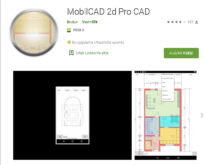 MobilCAD 2d Pro CAD Android Ücretsiz