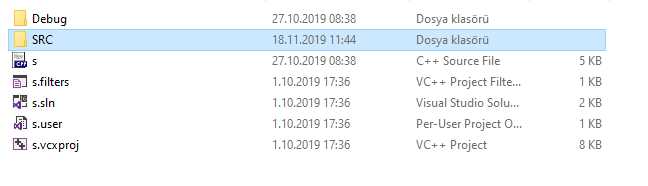 Visual Studio oluşturduğum dosyaları görmüyor