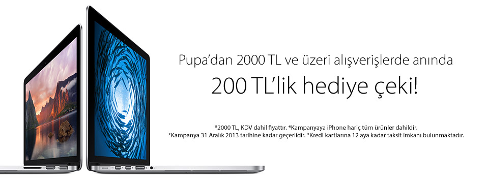  Pupa'dan 2000TL ve üzeri alışverişlerde anında 200TL hediye çeki