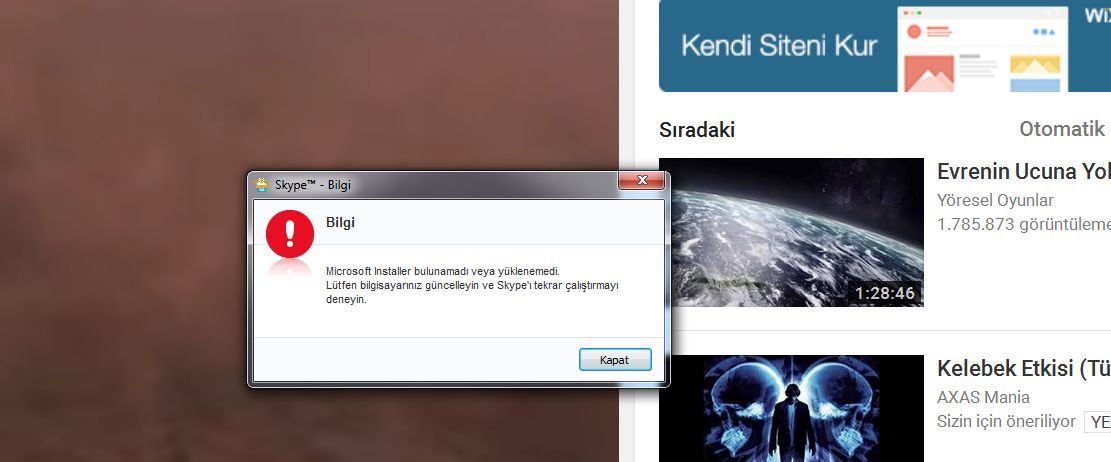  sky pe win guncelleme hatası