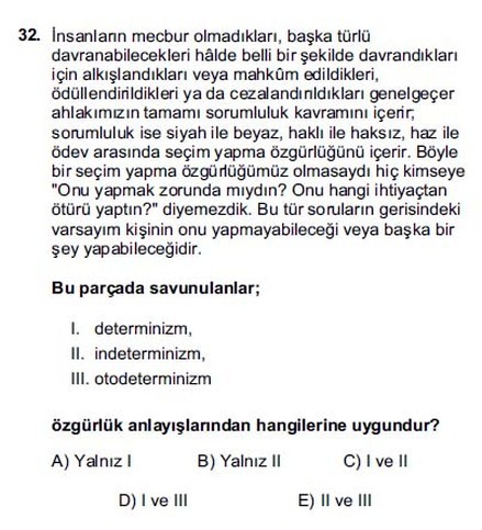 YGS Felsefe 32. soru