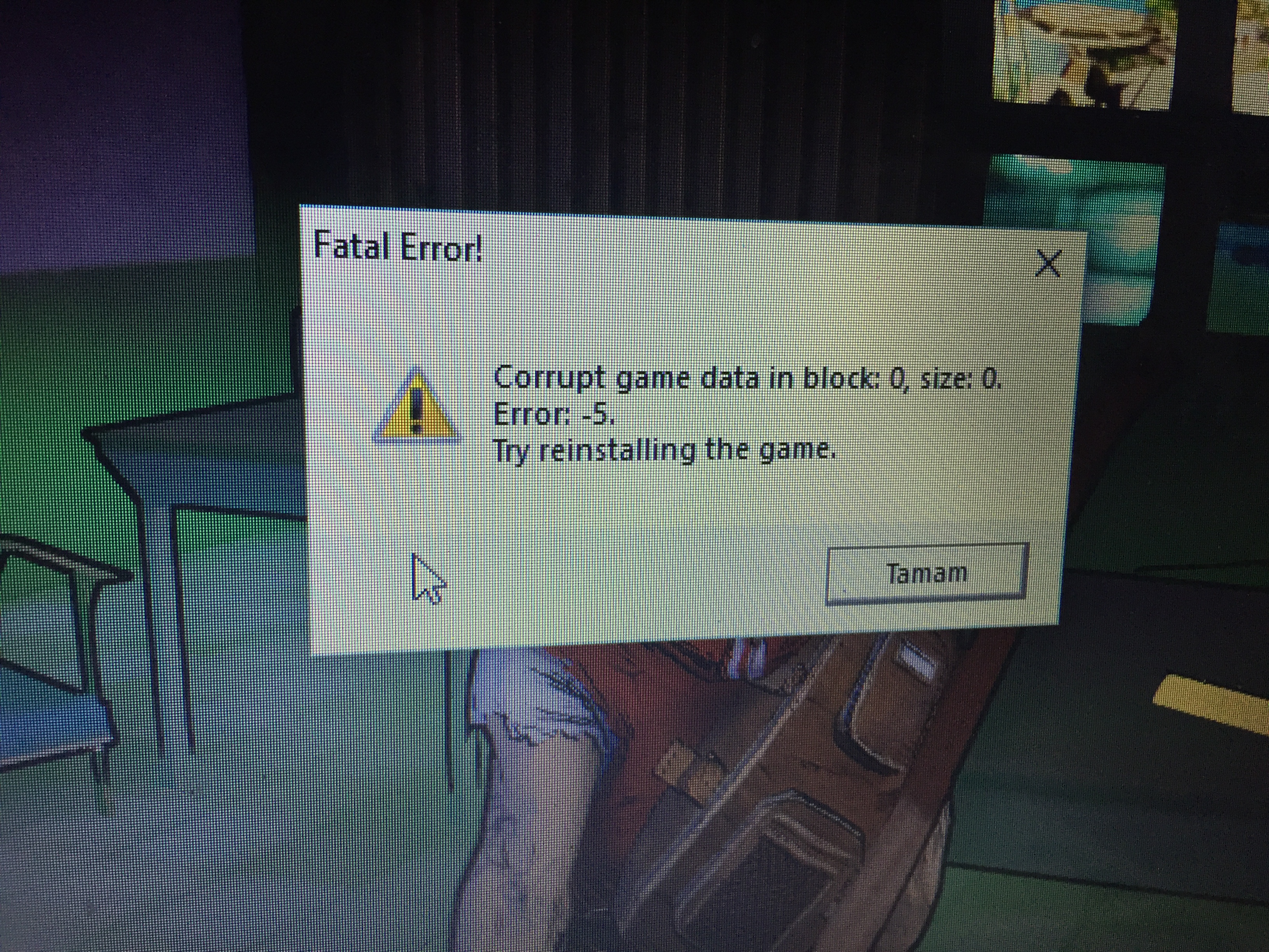 Uncaught fatal exception