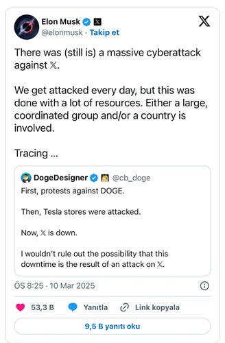 X'te (Twitter), gün boyu aralıklı erişim sorunları yaşandı: Musk, siber saldırı dedi