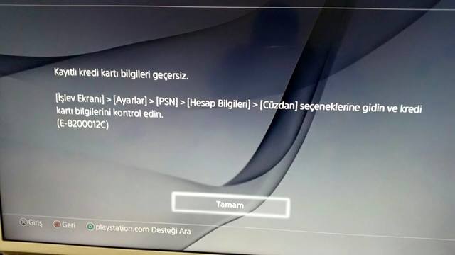  TR PSN KREDİ KARTI HATASI !