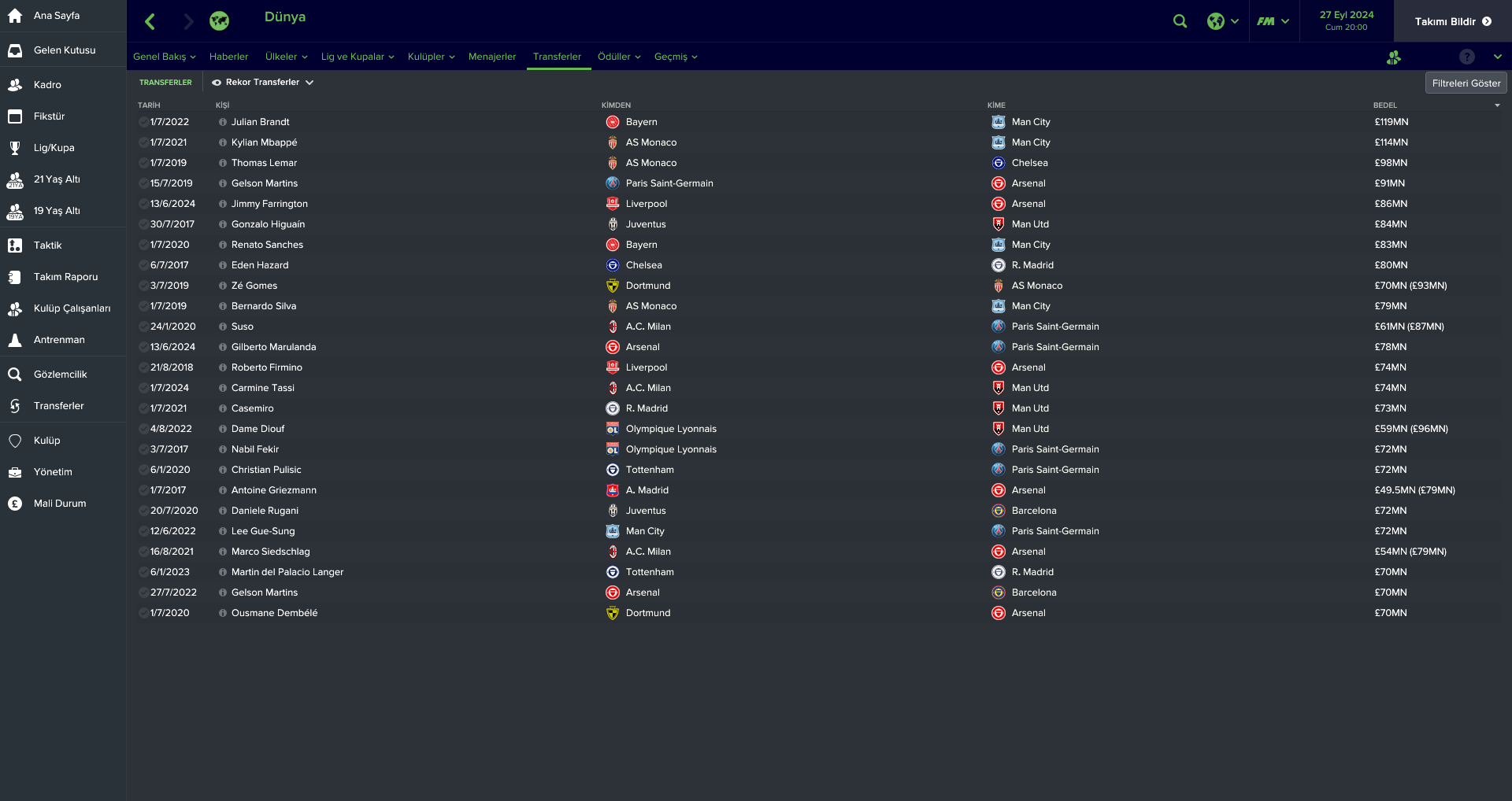 2024-25 Sezonu Rekor Transferler