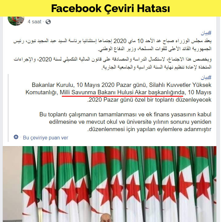 Facebook’un Yapay Zeka Çevirisinden Büyük Hata