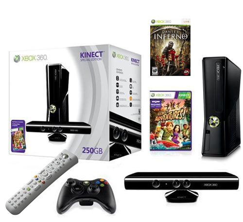  XBOX360S 250GB + Kinect + xbox360 Microsoft Kumanda + 2 Oyun