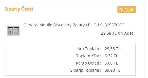  General Mobile Discovery Orjinal Pil
