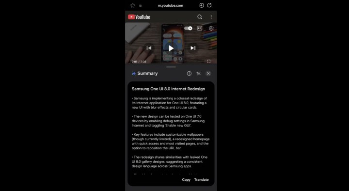 One UI 8 ile Samsung telefonlar videoları özetleyebilecek
