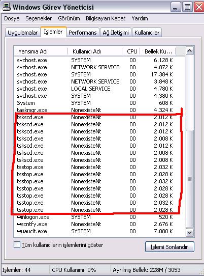  tskscd ve tsstop.exe yardım..