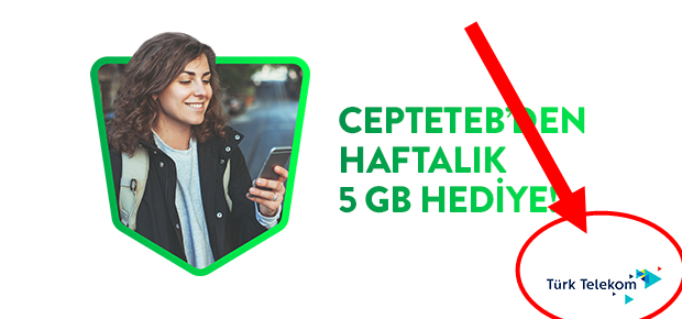 35 TL yüklemelere Haftalık 2 GB, 40 TL ve üstü yüklemelere Haftalık 5 GB hediye! CEPTE TEB TÜRKTELEK