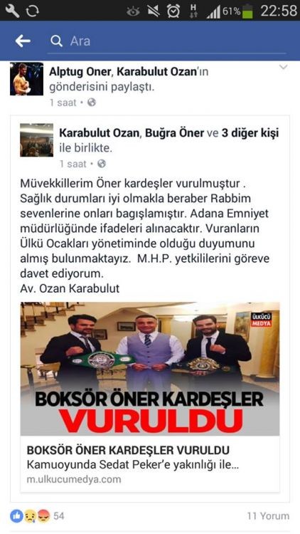  Boksör Öner Kardeşlere Silahlı Saldırı! Olcay Kılavuzun Vurdurduğu İddaa Ediliyor