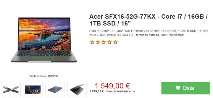 Intel Arc A370M ekran kartlı Acer Swift X satışa başladı