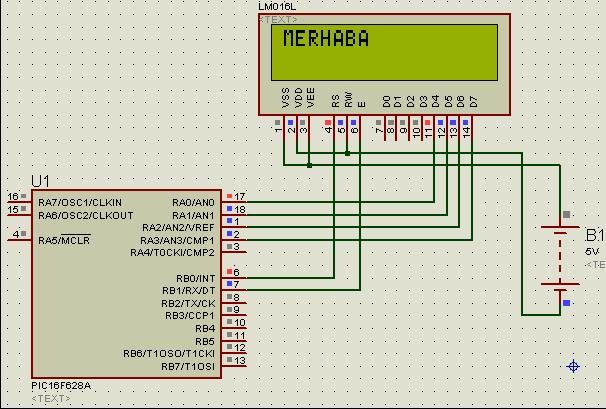  16f628 ile  LCD sürmek için assembly kodu