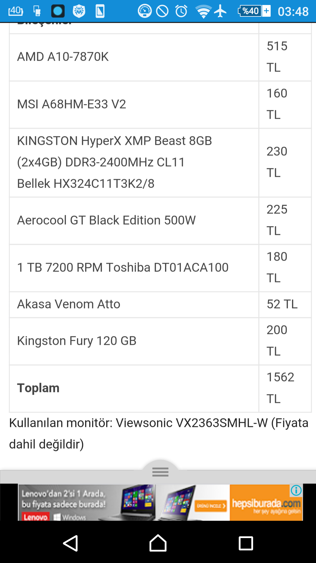  1000 TL Oyun Bilgisayari/'AMD 7870K Godavari' (ANA KONU)