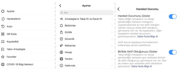 Instagram aktiflik (son görülme) kapatma nasıl yapılır?