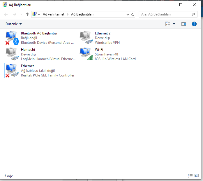 Laptop - Ethernet Kablosu Takılı Değil Problemi!