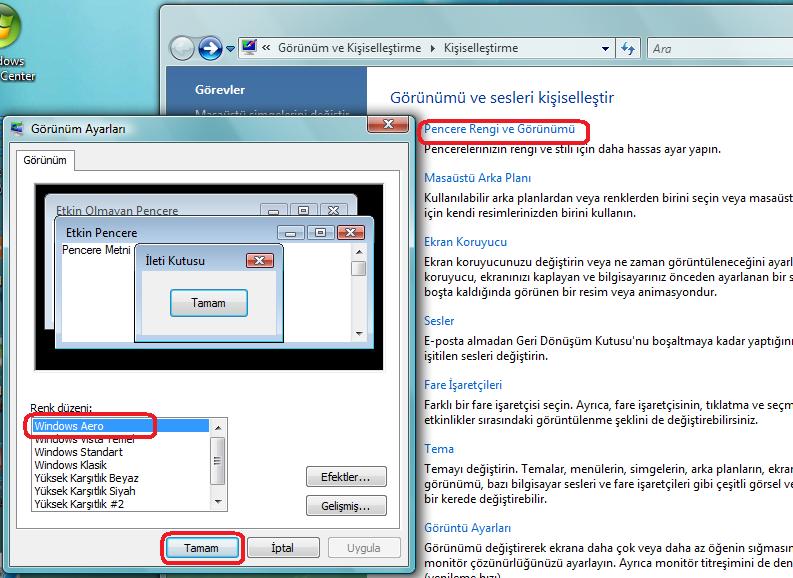  vista aero çalışmıyor!