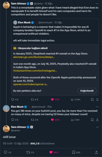 Apple, Elon Musk’ın “ChatGPT’yi kayırma” iddialarına cevap verdi