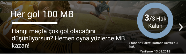 Turkcell goller cepte uygulamasıyla her golde hediye GB veriyor