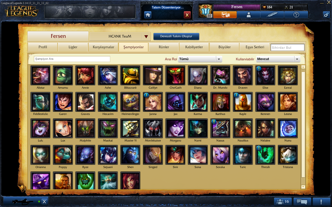  Satılık LoL Hesabı Gold 5 Support ağırlıklı 19Skinli