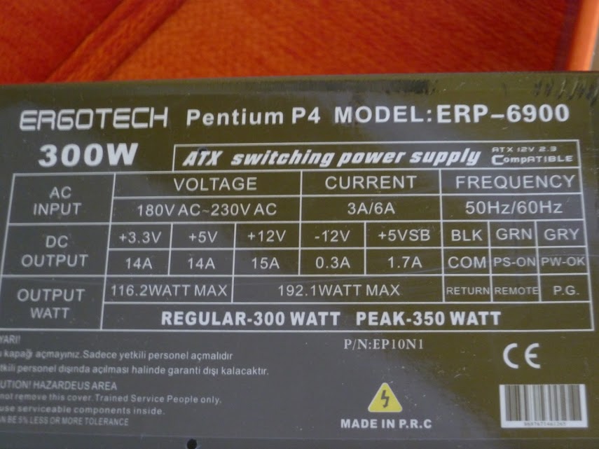  SATILIK: ERGOTECH ERP-6900 PSU - Kargo benden