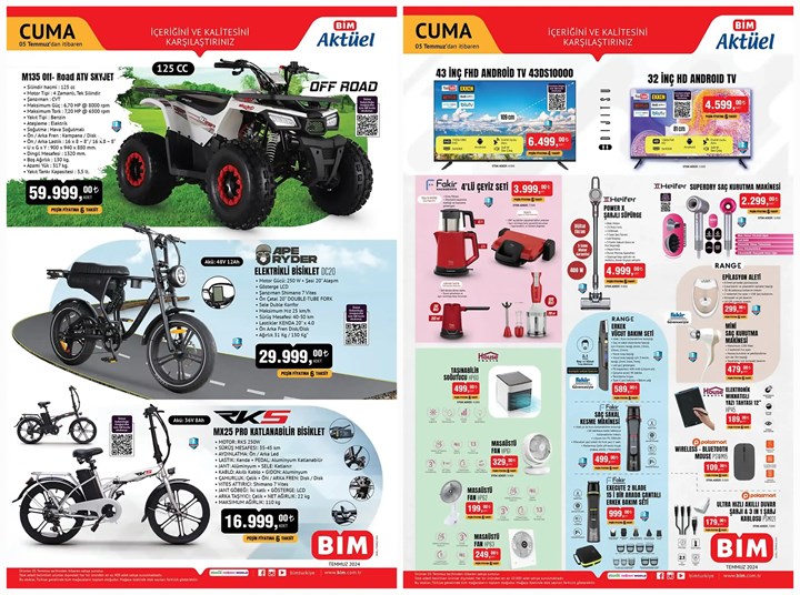 Haftaya BİM marketlerde elektrikli bisikletler ve benzinli ATV aracı var