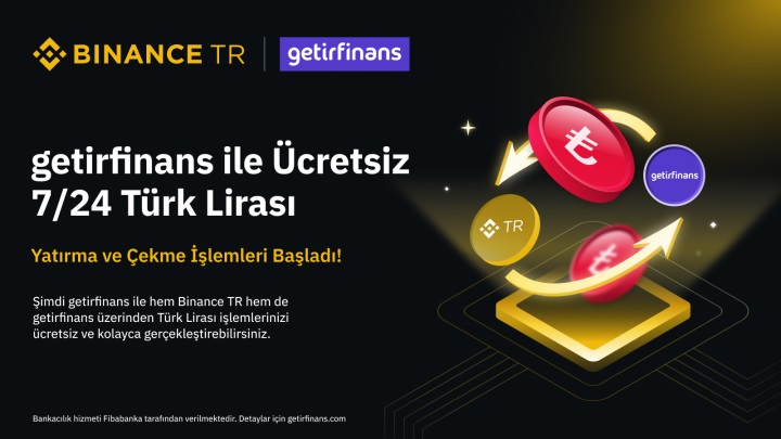 Binance TR ve GetirFinans ile ücretsiz TL transferi başlıyor